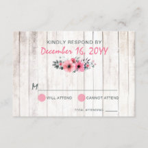 RSVP Boda Rústica Rosa Floral de Madera