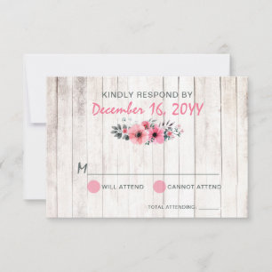 RSVP Boda Rústica Rosa Floral de Madera