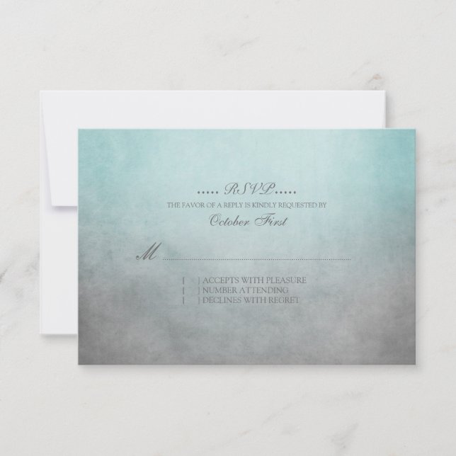 RSVP Boda Rústica Verde azulada y Gris (Anverso)