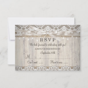 RSVP Boda Rústico de madera de encaje vintage