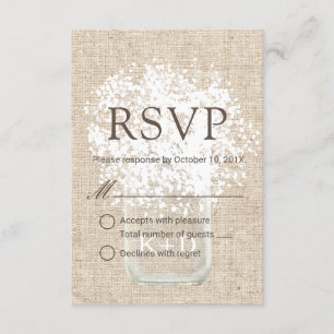 RSVP Boda Rústico Mason Jar del Respirar del Beb