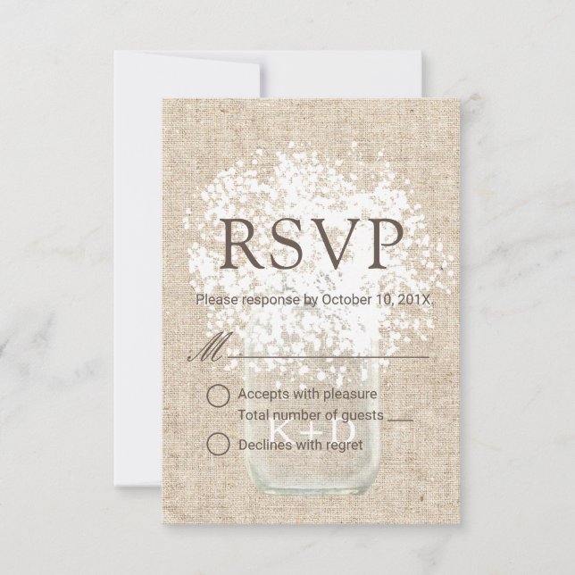 RSVP | Boda Rústico Mason Jar del Respirar del Beb (Anverso)