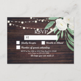 RSVP Boda Tarjetas de Madera Rústica Flores Invita