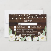 RSVP Boda Tarjetas De Madera Rústico Flores Invita