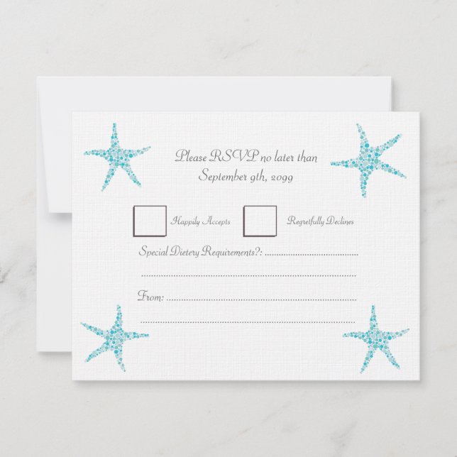 RSVP Boda Turquoise Aqua Starfish Beach (Anverso)