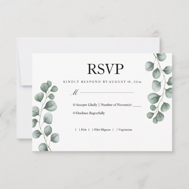 RSVP Boda Verde Eucalipto (Anverso)