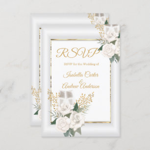 RSVP Boda White Rose Floral Champagne Gold