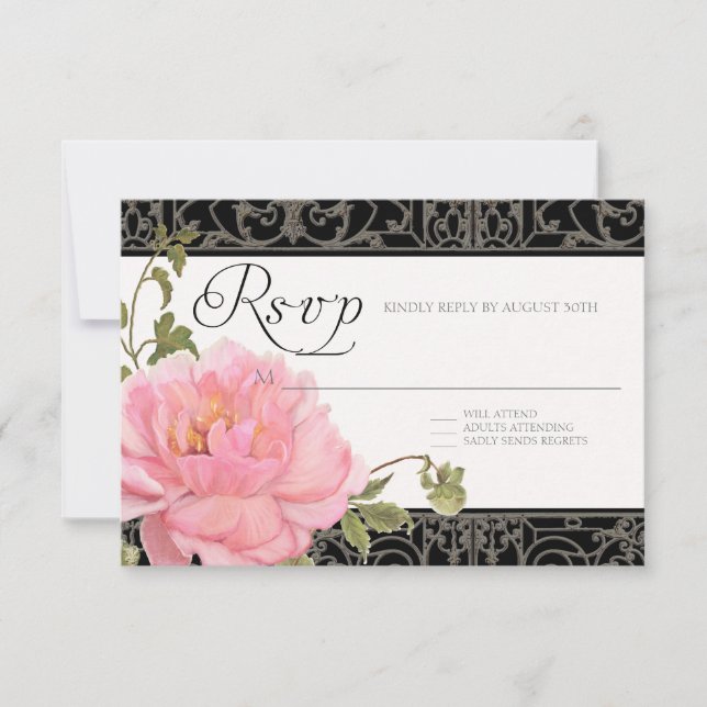 RSVP Bodas florales elegantes de la valla de peone (Anverso)