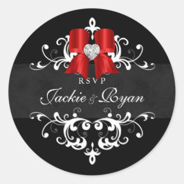RSVP Bodas pegatinas Black White Xmas Bow