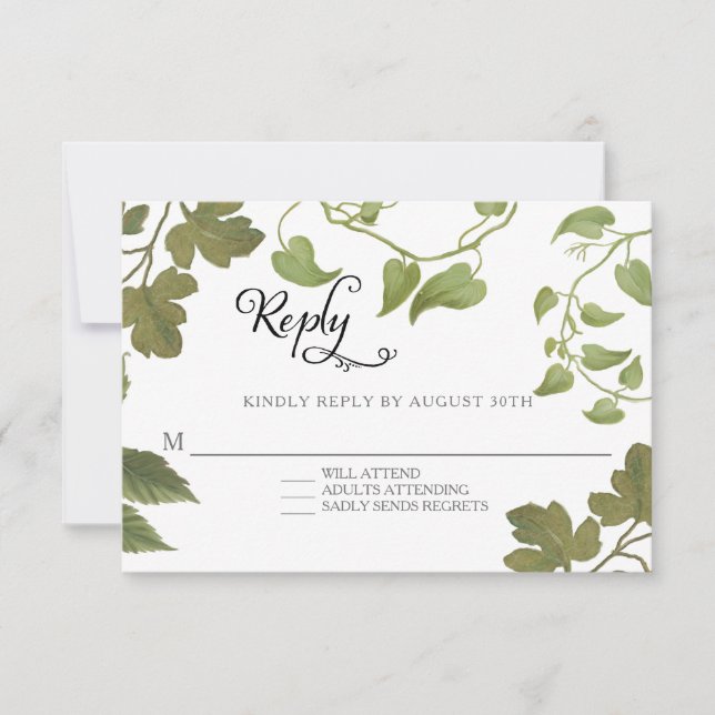 RSVP BOHO deja una hoja elegante y rústica de foll (Anverso)