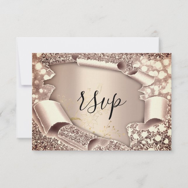 RSVP Bridal Shower Floral Rosa Dorado (Reverso)