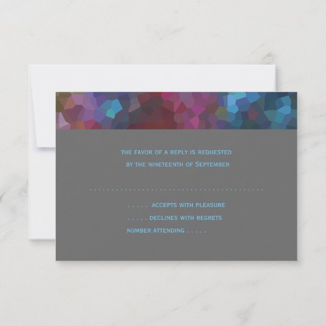 RSVP Card Red Purple Blue Gray Resumen Diseño (Reverso)