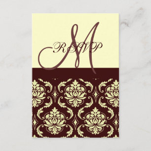 RSVP Cards Brown Ivory Damask For Square Invita