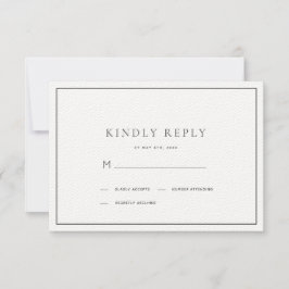 RSVP clásica Minimalista de boda blanca y negra