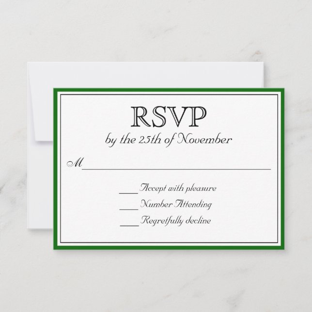 RSVP clásico con borde verde oscuro (Anverso)
