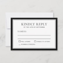 RSVP clásico y elegante con borde negro