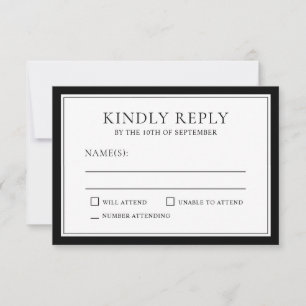 RSVP clásico y elegante con borde negro