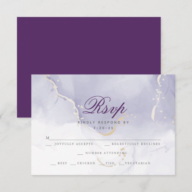 RSVP Comida Elección | Lilac Watercolor Wash (Anverso / Reverso)