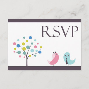 RSVP con la tarjeta de los pájaros de la boda de