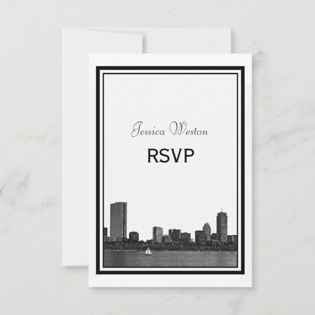 RSVP con marco de línea aérea de Boston (Anverso)