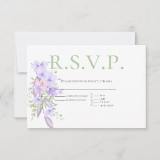 RSVP con opción de menú Floral rosa violeta