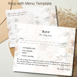 RSVP con plantilla de menú Boho Pampas Grass