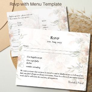 RSVP con plantilla de menú Boho Pampas Grass