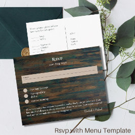 RSVP con plantilla de menú Bosque de madera rústic