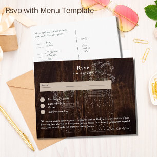 RSVP con plantilla de menú Jarras de Mason de made