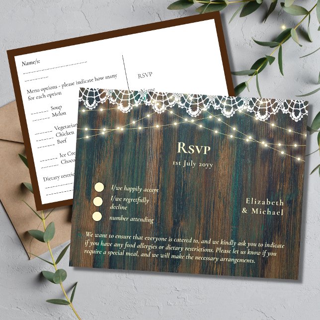 RSVP con plantilla de menú | Luces de oro rusas de (Subido por el creador)