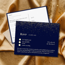 RSVP con plantilla de menú | Oro azul marino