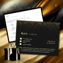 RSVP con plantilla de menú | Oro negro