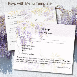 RSVP con plantilla de menú Wisteria morada Floral