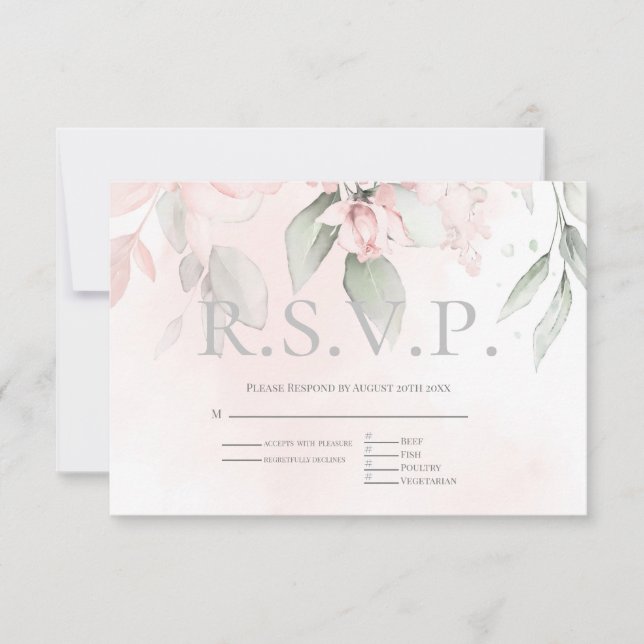 RSVP con Rosas de cabaña rosada de Rubor de elecci (Anverso)