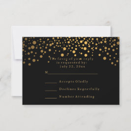 RSVP Confeti Dorado de Lunares Boda con Estilo