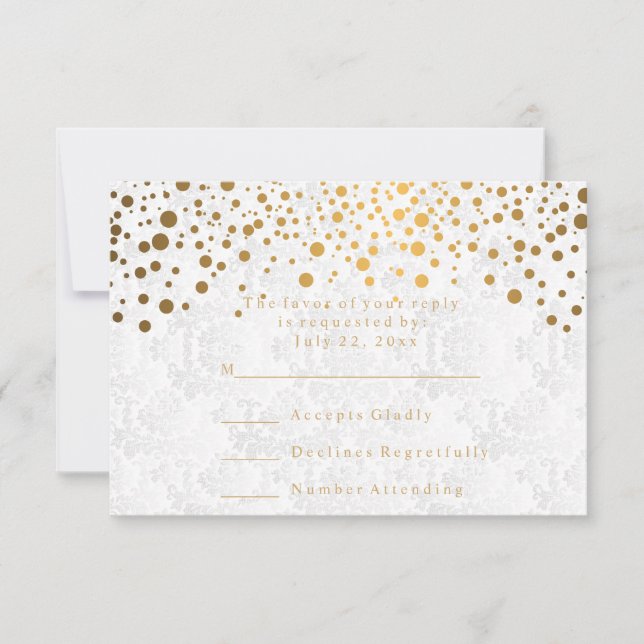 RSVP Confeti Dorado de Lunares Boda Elegante (Anverso)