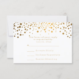 RSVP Confeti Dorado Elegante Boda Blanca