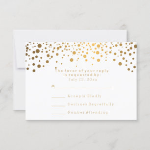 RSVP Confeti Dorado Elegante Boda Blanca
