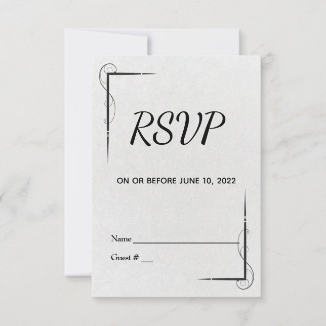 RSVP contemporánea en blanco y negro (Anverso)