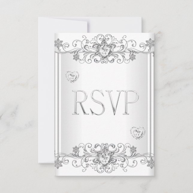 RSVP Corazones de diamantes blancos de plata 2 (Anverso)