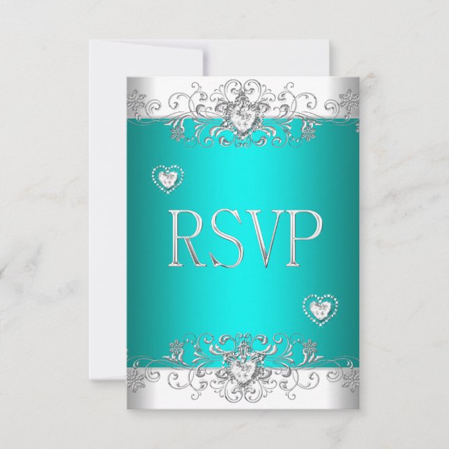 RSVP Corazones de diamantes blancos de plata Verde (Anverso)