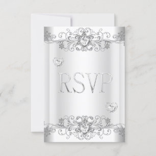 RSVP Corazones de diamantes blancos plateados