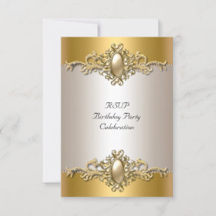 RSVP Crema Dorada Elegante Fiesta de Cumpleaños Pe