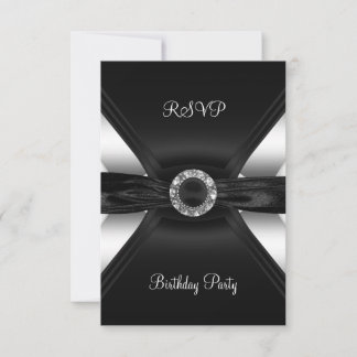 RSVP Cumpleaños Diamante Joya Negro Blanco Plata