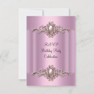 RSVP Cumpleaños Elegante Rosa Perla