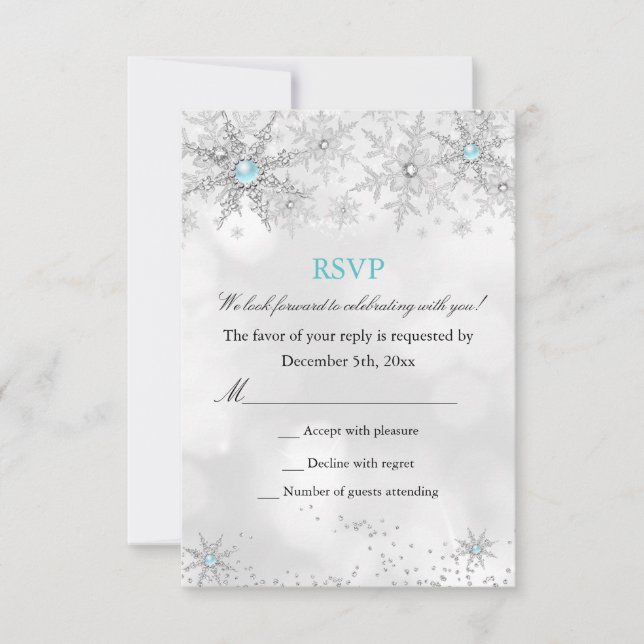 RSVP Cumpleaños Invierno Mágico Azul Turquesa (Anverso)
