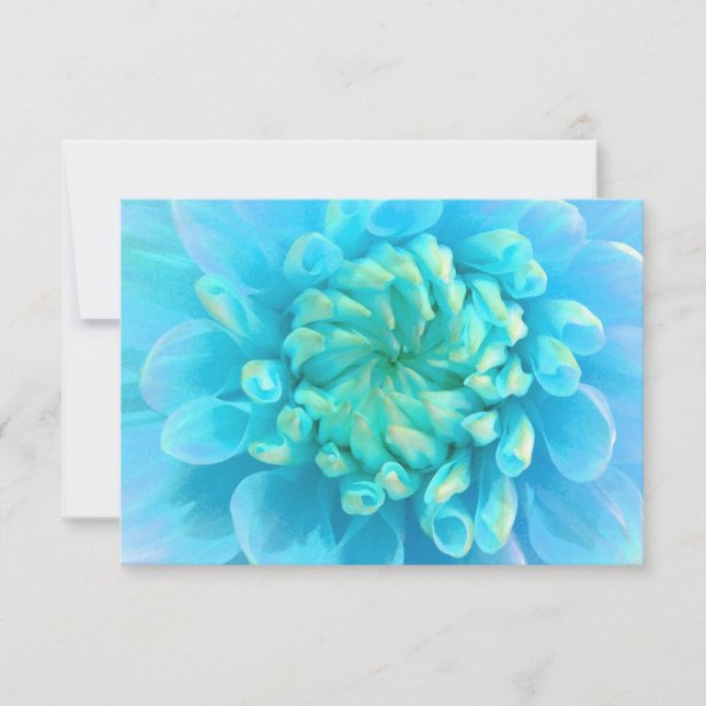 RSVP Dahlia azul turquesa flor en acuarela (Anverso)