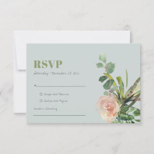 RSVP DE ACUARELA DE CACTUS FLORALES ROSA GRIS