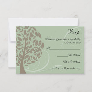 RSVP de árbol ecológico con estilo verde/marrón re