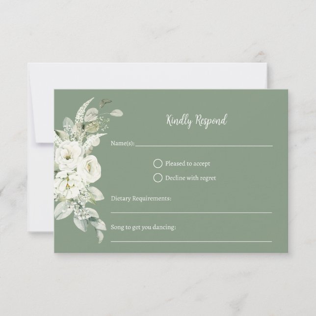 RSVP de arcilla floral blanca geométrica (Anverso)